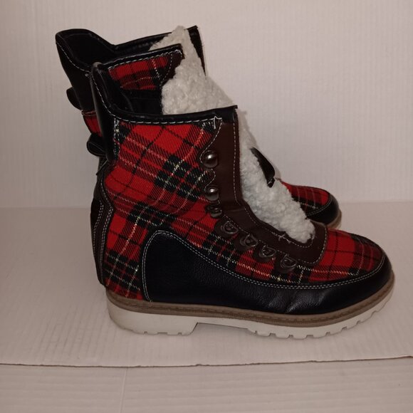 HOTKISS PLAID PRINT FAUX FUR BOOTS - Picture 10 of 13